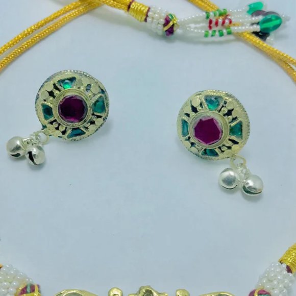Afghan Jewelry Set, Multicolor Light Weight Jewelry Set, Statement Choker Neckla - Picture 9 of 10